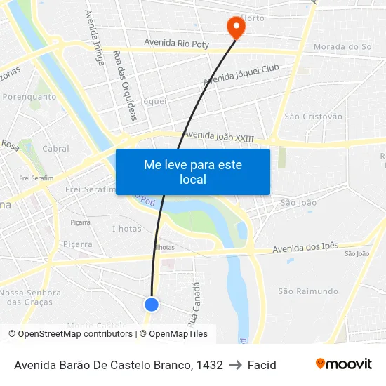 Avenida Barão De Castelo Branco, 1432 to Facid map