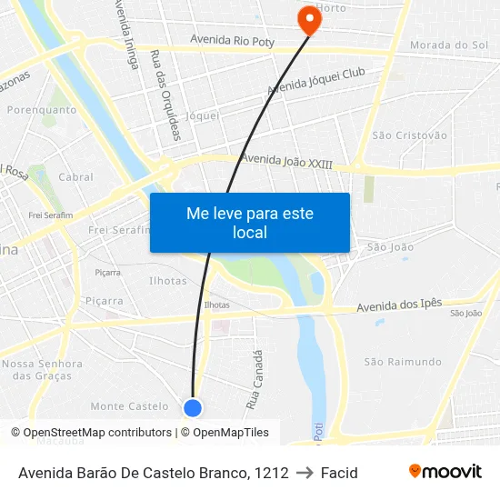 Avenida Barão De Castelo Branco, 1212 to Facid map