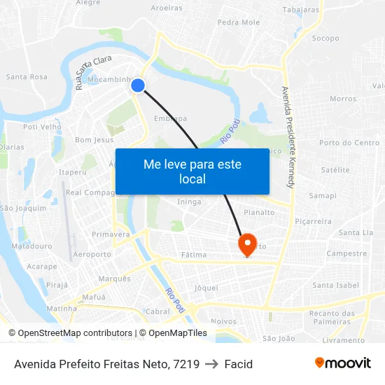 Avenida Prefeito Freitas Neto, 7219 to Facid map