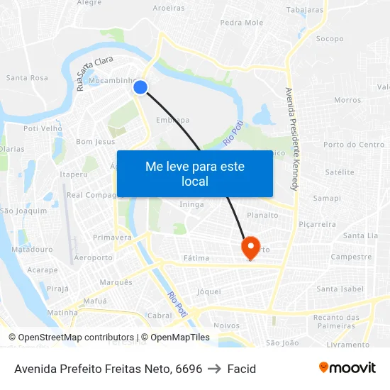 Avenida Prefeito Freitas Neto, 6696 to Facid map