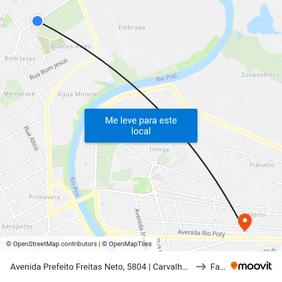 Avenida Prefeito Freitas Neto, 5804 | Carvalho Supermercado to Facid map