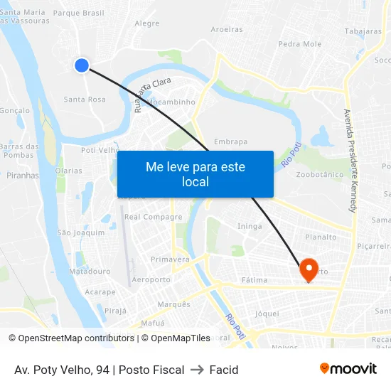 Av. Poty Velho, 94 | Posto Fiscal to Facid map
