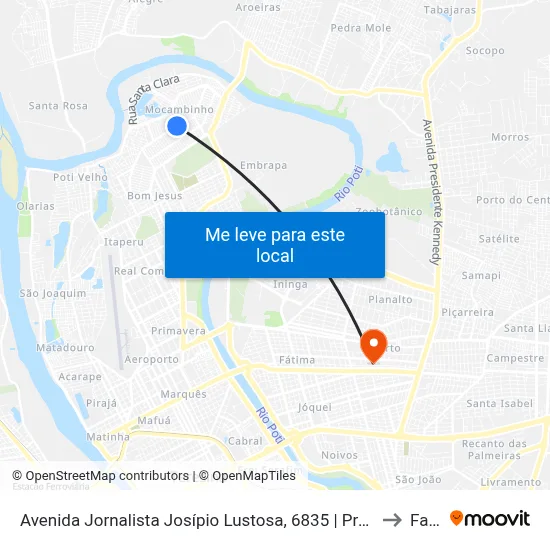 Avenida Jornalista Josípio Lustosa, 6835 | Praça Da Telemar to Facid map