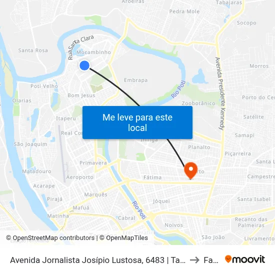 Avenida Jornalista Josípio Lustosa, 6483 | Tabocas Bar to Facid map
