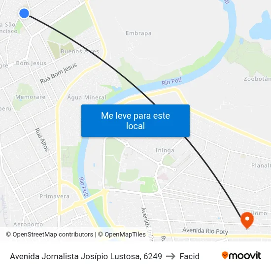 Avenida Jornalista Josípio Lustosa, 6249 to Facid map