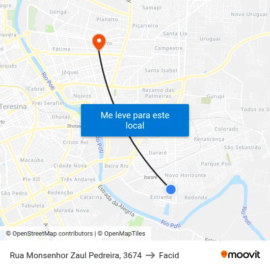 Rua Monsenhor Zaul Pedreira, 3674 to Facid map