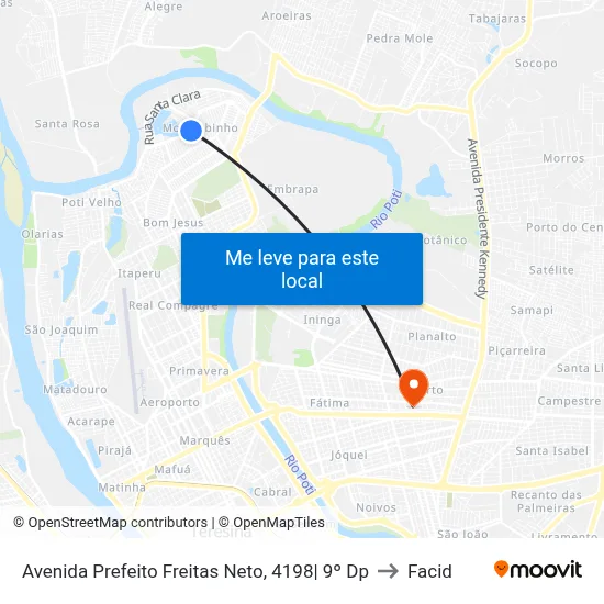 Avenida Prefeito Freitas Neto, 4198| 9º Dp to Facid map
