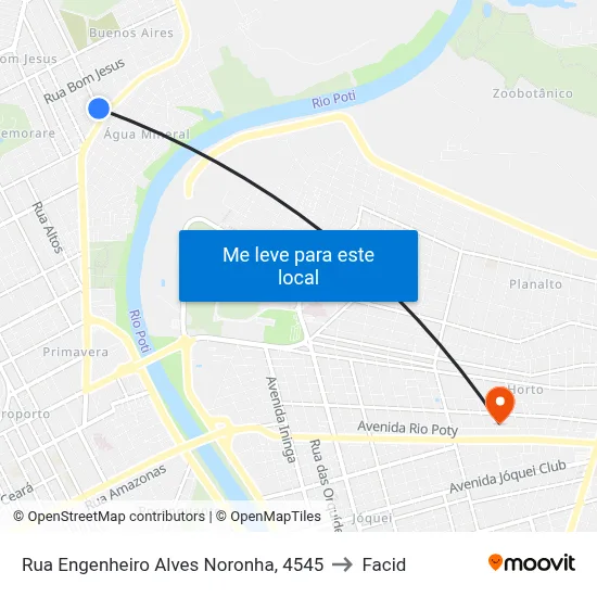 Rua Engenheiro Alves Noronha, 4545 to Facid map