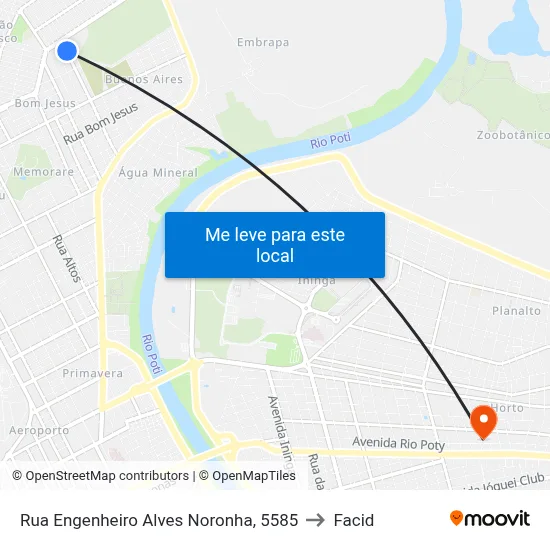 Rua Engenheiro Alves Noronha, 5585 to Facid map