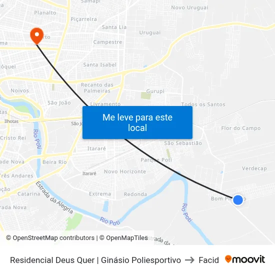 Residencial Deus Quer | Ginásio Poliesportivo to Facid map