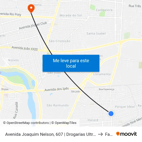 Avenida Joaquim Nelson, 607 | Drogarias Ultra Popular to Facid map