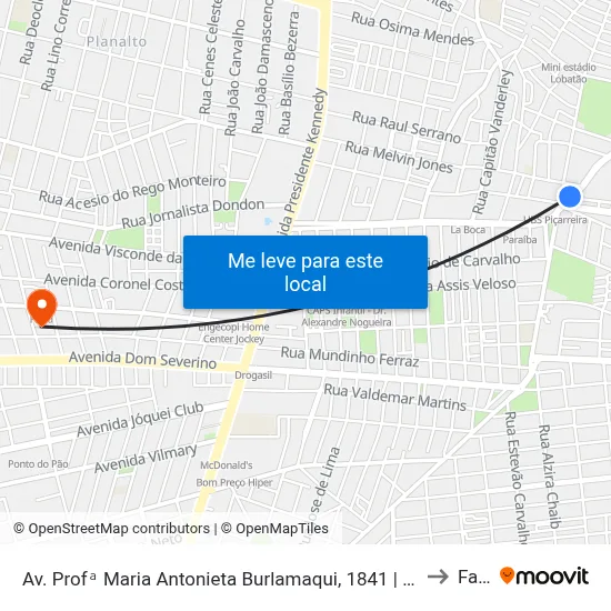 Av. Profᵃ Maria Antonieta Burlamaqui, 1841 | Praça Da Piçarreira to Facid map