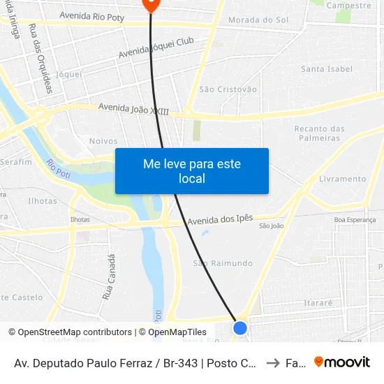 Av. Deputado Paulo Ferraz / Br-343 | Posto Chris - Ipiranga to Facid map