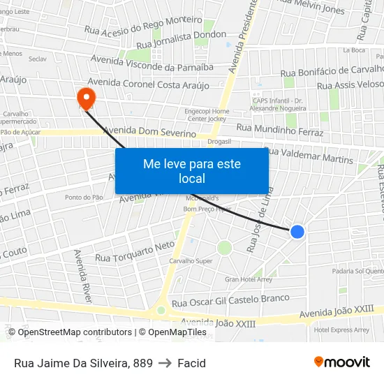 Rua Jaime Da Silveira, 889 to Facid map