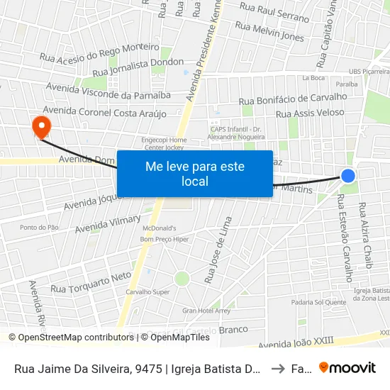 Rua Jaime Da Silveira, 9475 | Igreja Batista Da Morada Do Sol to Facid map