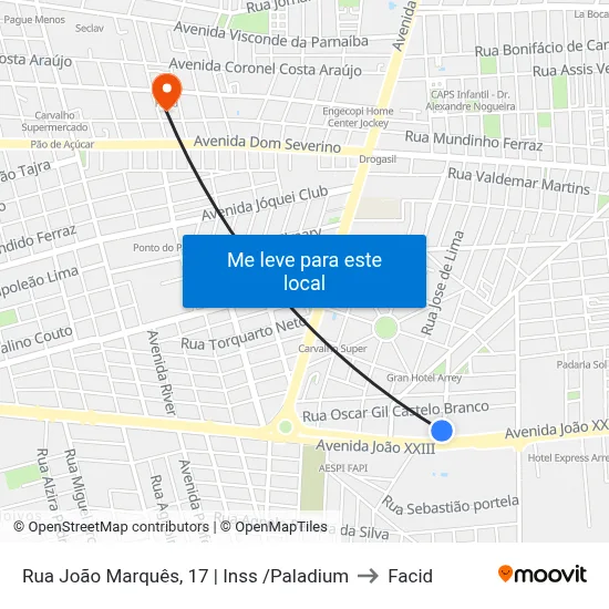 Rua João Marquês, 17 |  Inss /Paladium to Facid map