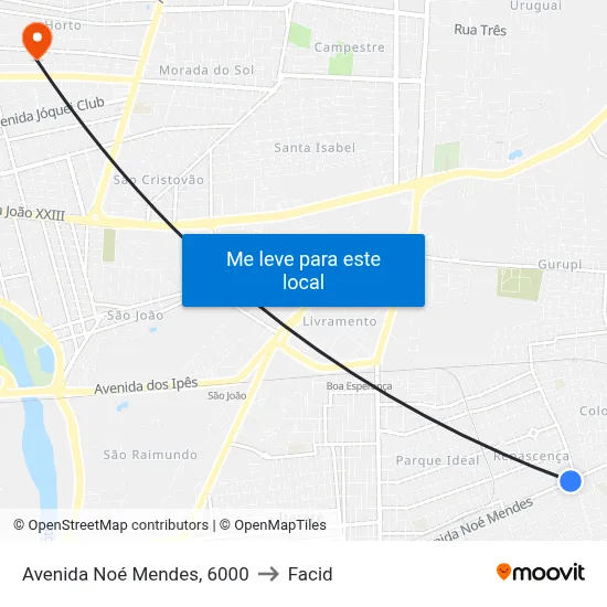 Avenida Noé Mendes, 6000 to Facid map