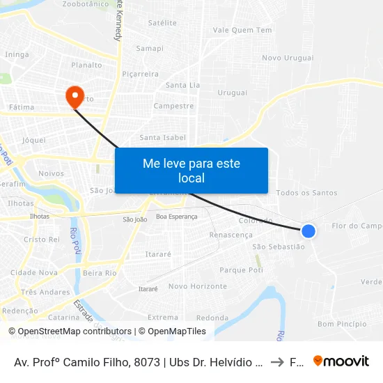 Av. Profº Camilo Filho, 8073 | Ubs Dr. Helvídio Ferraz (Ubs Todos Os Santos) to Facid map