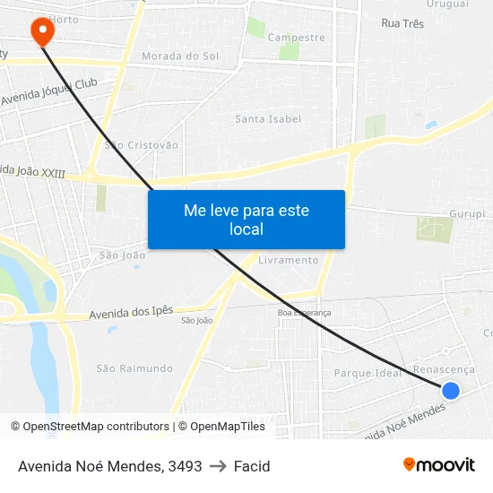 Avenida Noé Mendes, 3493 to Facid map