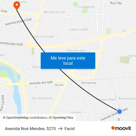 Avenida Noé Mendes, 5270 to Facid map