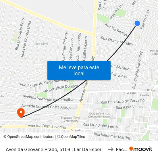 Avenida Geovane Prado, 5109 | Lar Da Esperança to Facid map