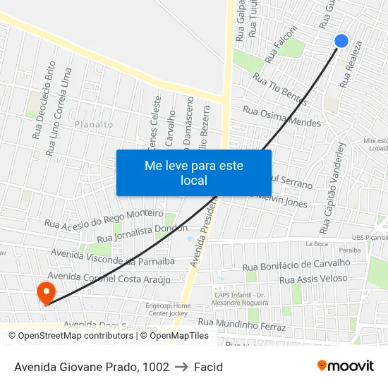 Avenida Giovane Prado, 1002 to Facid map
