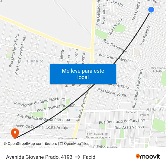 Avenida Giovane Prado, 4193 to Facid map
