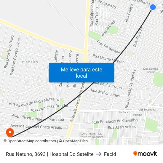 Rua Netuno, 3693 | Hospital Do Satélite to Facid map