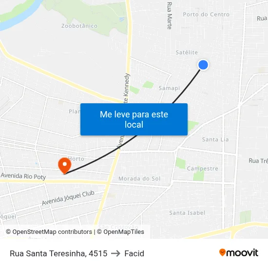 Rua Santa Teresinha, 4515 to Facid map