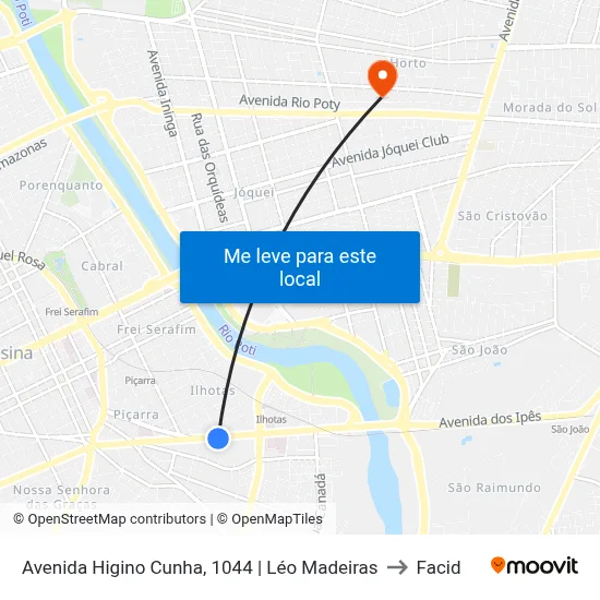 Avenida Higino Cunha, 1044 | Léo Madeiras to Facid map