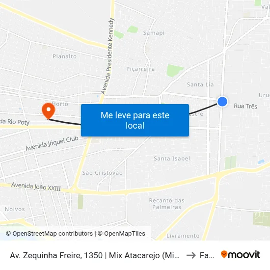 Av. Zequinha Freire, 1350 | Mix Atacarejo (Mix Mateus) to Facid map
