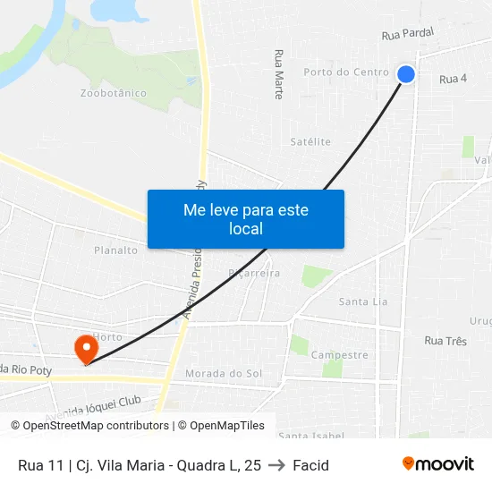 Rua 11 | Cj. Vila Maria - Quadra L, 25 to Facid map