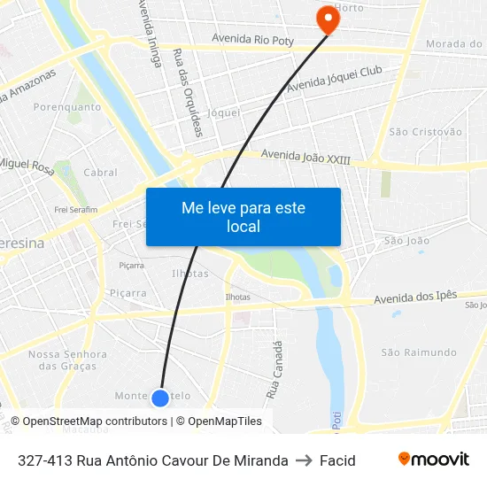 327-413 Rua Antônio Cavour De Miranda to Facid map