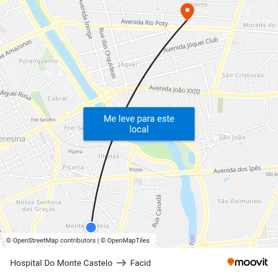 Hospital Do Monte Castelo to Facid map