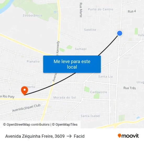 Avenida Zéquinha Freire, 3609 to Facid map