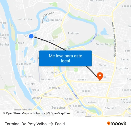 Terminal Do Poty Velho to Facid map