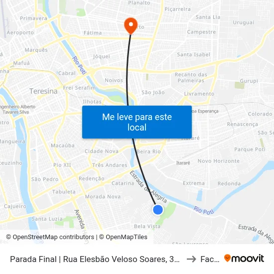 Parada Final | Rua Elesbão Veloso Soares, 3947 to Facid map