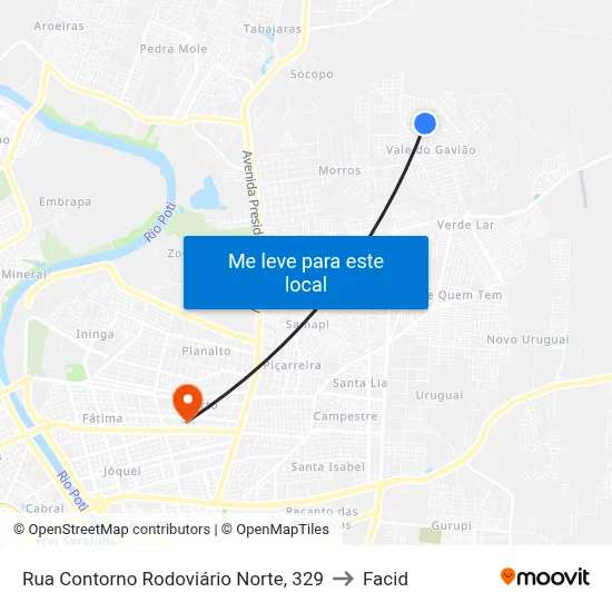 Rua Contorno Rodoviário Norte, 329 to Facid map