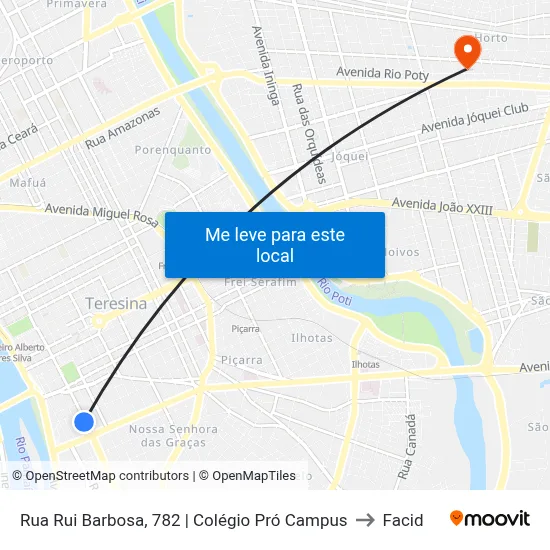 Rua Rui Barbosa, 782 | Colégio Pró Campus to Facid map