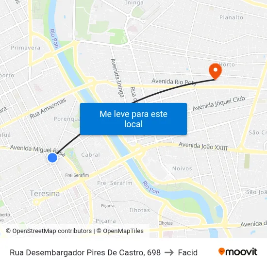 Rua Desembargador Pires De Castro, 698 to Facid map