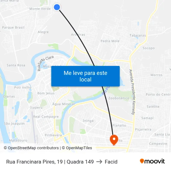 Rua Francinara Pires, 19 | Quadra 149 to Facid map