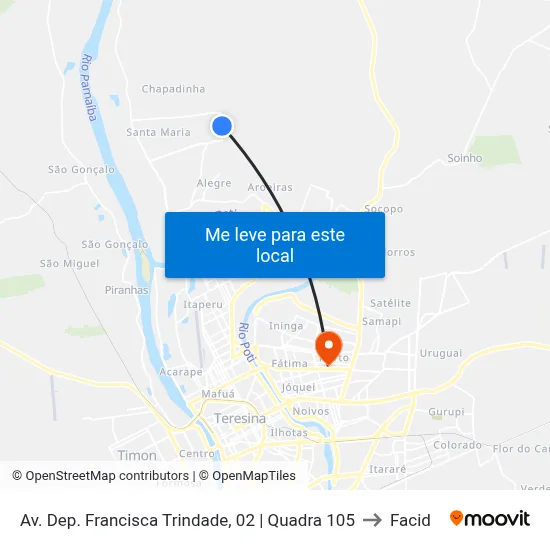 Av. Dep. Francisca Trindade, 02 | Quadra 105 to Facid map