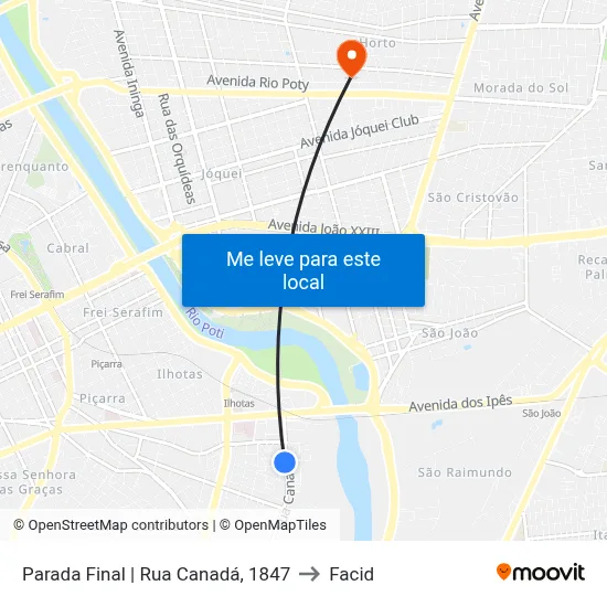 Parada Final | Rua Canadá, 1847 to Facid map