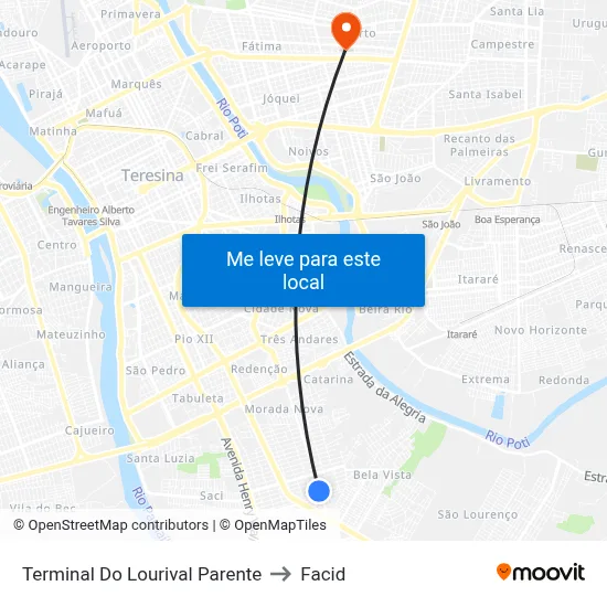 Terminal Do Lourival Parente to Facid map