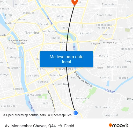 Av. Monsenhor Chaves, Q44 to Facid map
