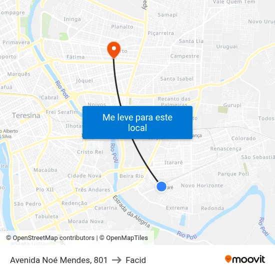 Avenida Noé Mendes, 801 to Facid map