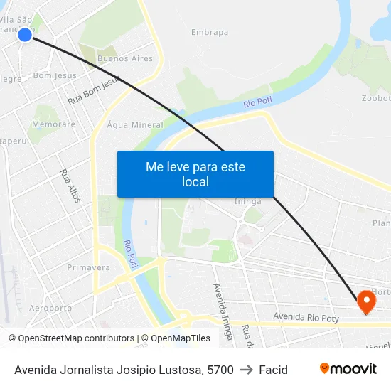Avenida Jornalista Josipio Lustosa, 5700 to Facid map