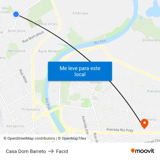 Casa Dom Barreto to Facid map