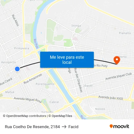 Rua Coelho De Resende, 2184 to Facid map