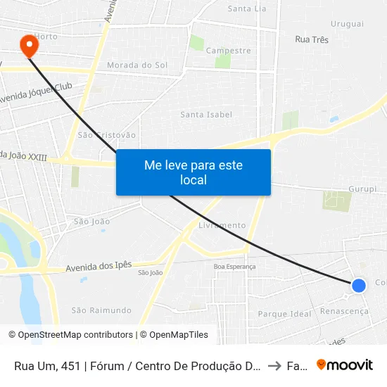 Rua Um, 451 | Fórum / Centro De Produção Do Redonda to Facid map